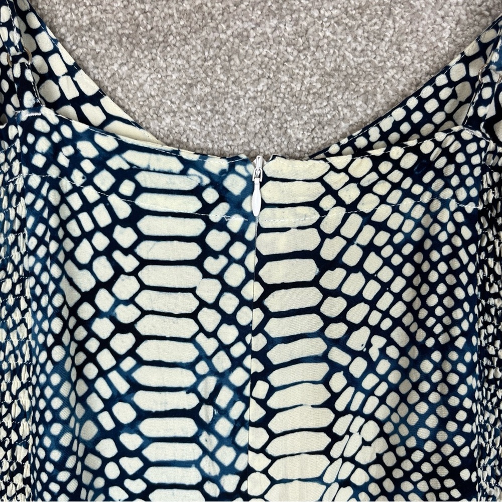 Bali Batiks Dress Womens Medium Blue White Sleeveless Beaded Rayon Zip- 9476* - Picture 10 of 13
